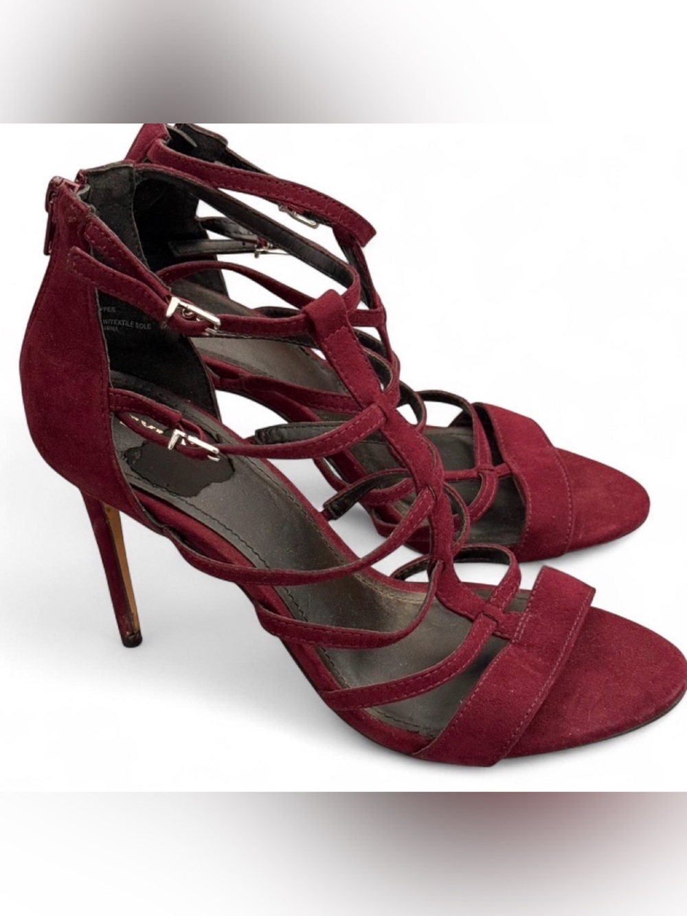 Express Burgundy Strappy High Heel Sandals